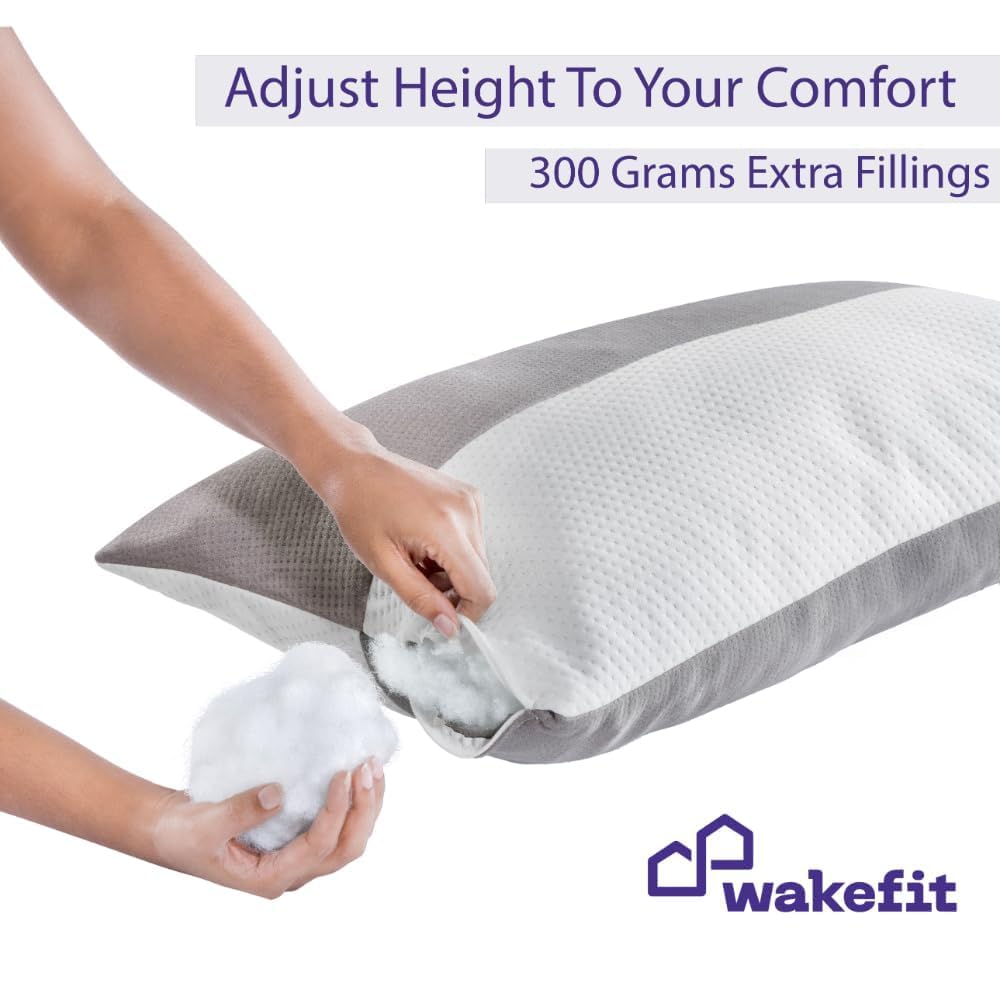 Wakefit Height Adjustable Hollow Fiber Sleeping Pillow with Zip